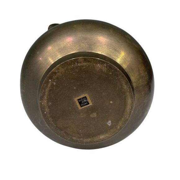 Antique Vintage Brass Pitcher 8” Lidded Made In India Metalware - Picture 14 of 15